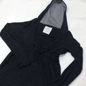 Black long sleeve shirt with hoodie